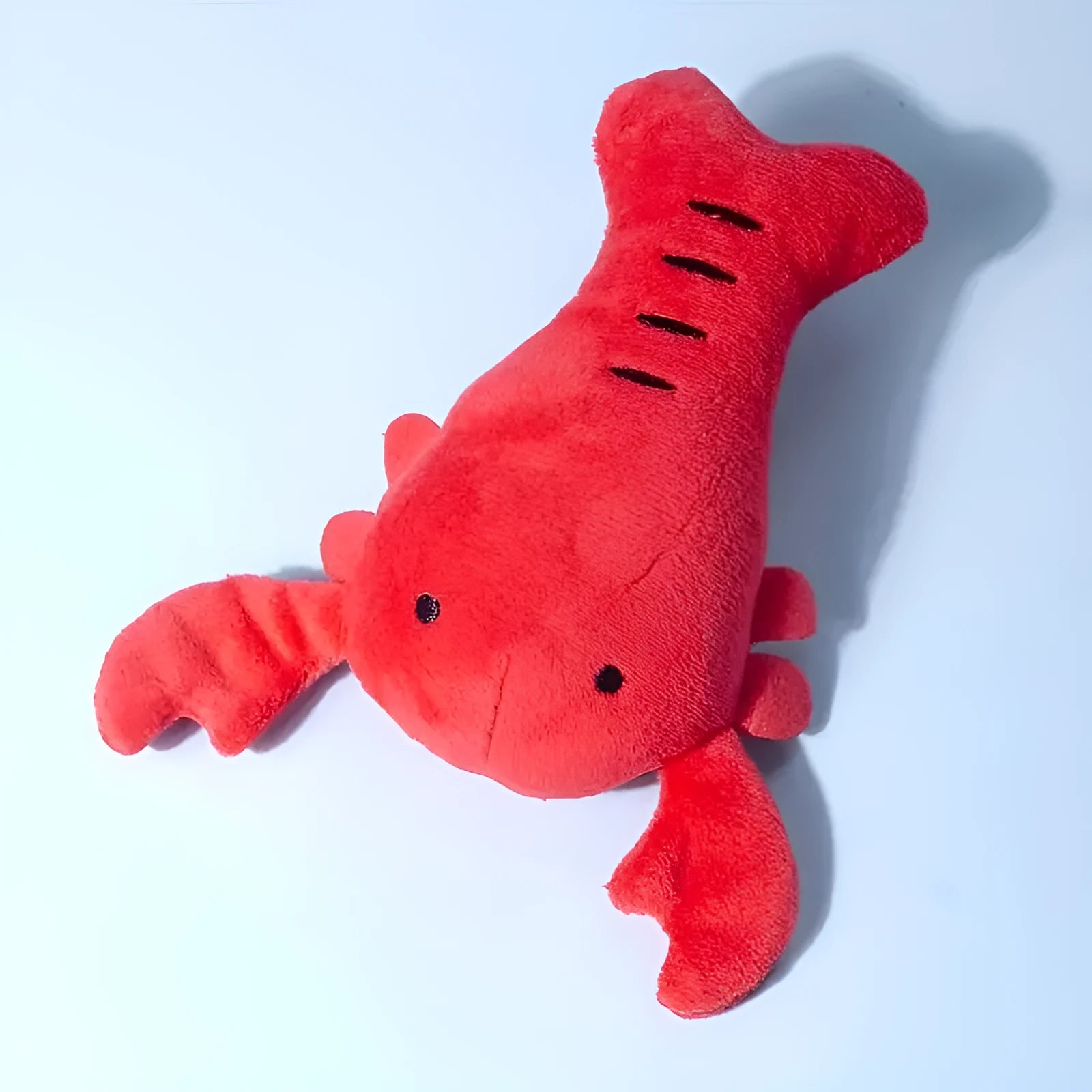 Red lobster stuffed dog toy with squeaker for small and medium dogs