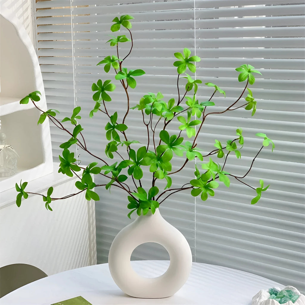 Silk flower decoration set with clock and bell glass bottles for indoor table decor