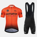 Short sleeve cycling suit in quick-dry polyester fabric with pattern design for road bike use