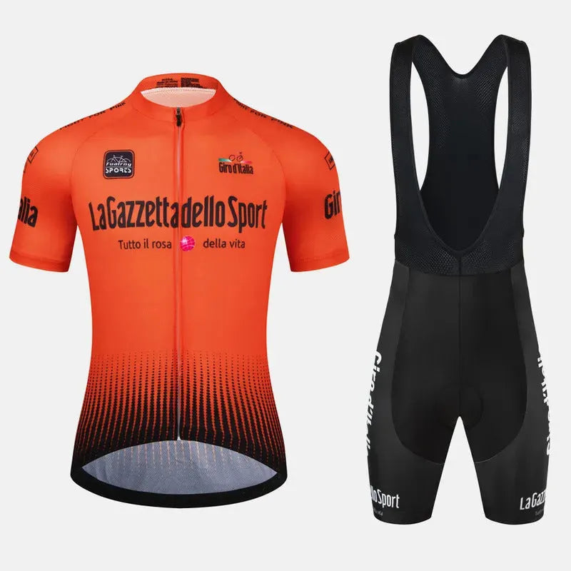 Short sleeve cycling suit in quick-dry polyester fabric with pattern design for road bike use