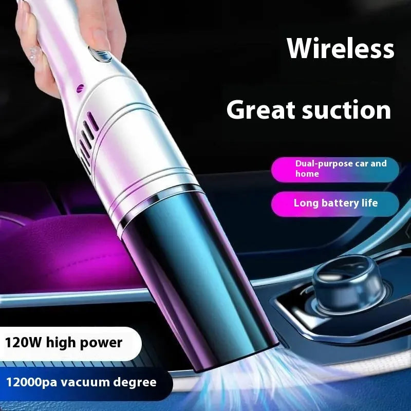 Wireless rechargeable car vacuum cleaner with tyre pressure measurement in black