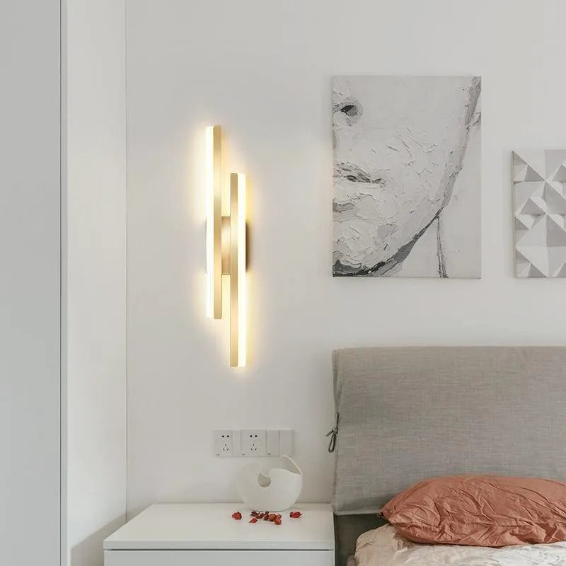Scandinavian minimalist LED wall light with acrylic lampshade in black or gold finish