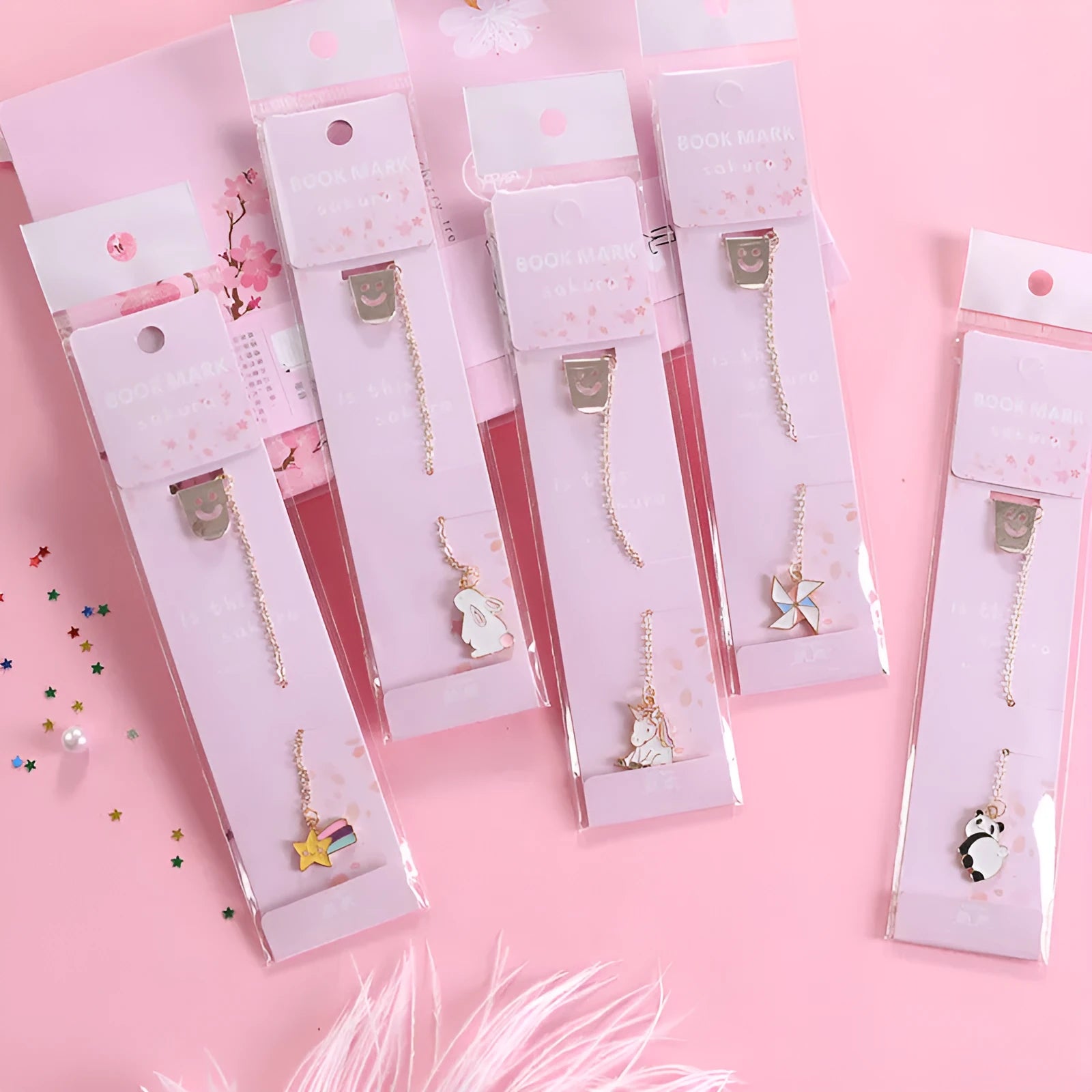 Alloy metal bookmark with cartoon pendant charm in various character designs