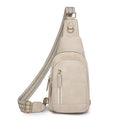Soft brown PU leather women's crossbody messenger bag with an open front pocket.
