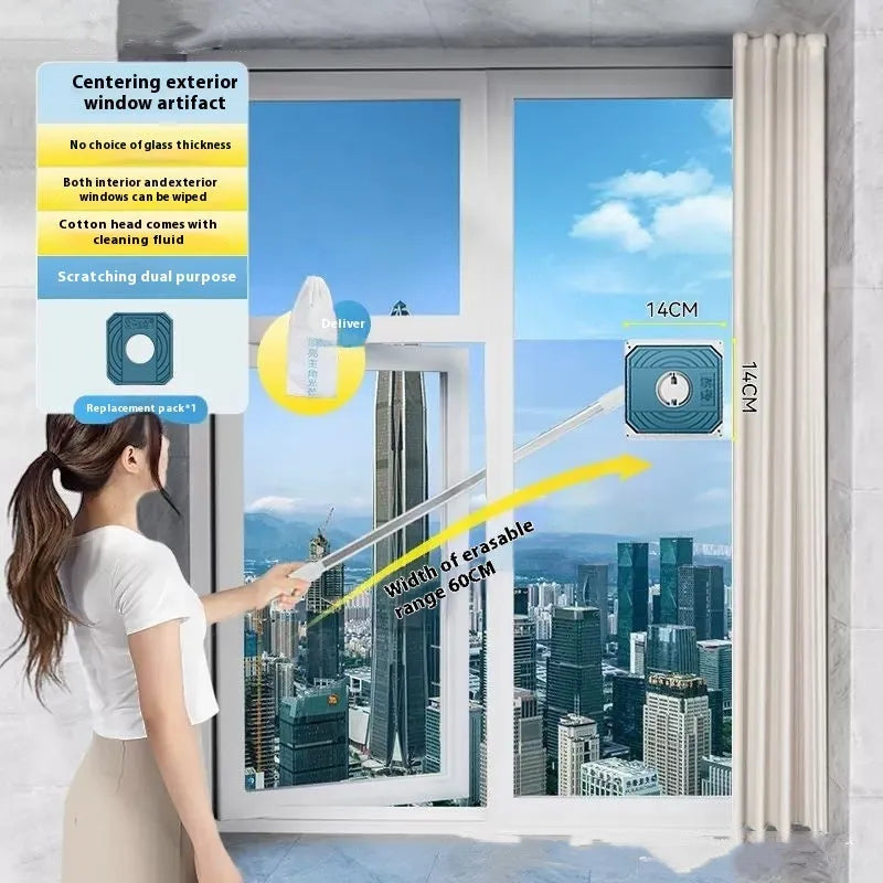 Benshang aluminium alloy double-sided glass wiper for high-rise outer window cleaning with cotton head