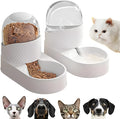 White gravity cat feeder and water dispenser set with wave-shaped design