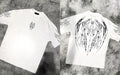 Men's dark coloured cotton T-shirt with loose fit design and gilding craft detail on short sleeves