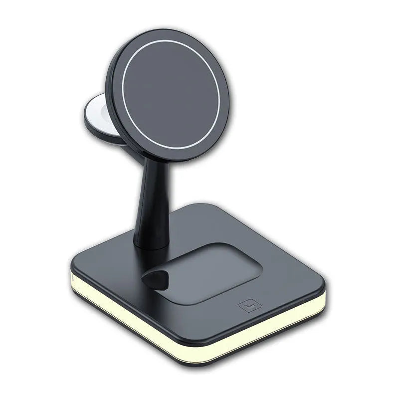 Magnetic wireless charger three-in-one night light for iPhone 12 13 Apple Watch AirPods in black