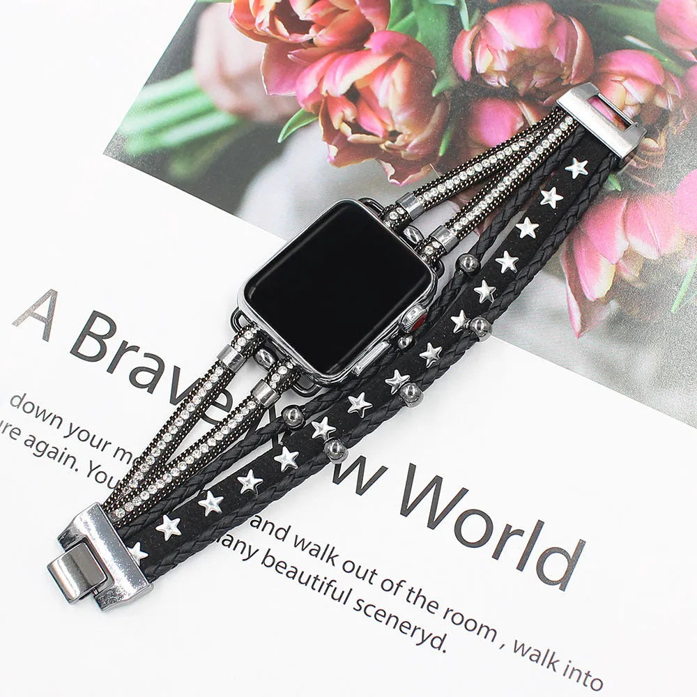 Smart Letters imitation leather watch strap for Apple Watch 38mm and 42mm in colour white