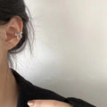 Silver bow copper earrings set with ear clip and ear buckle for women