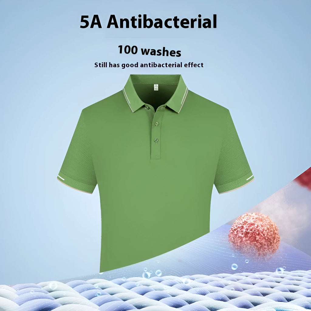 Summer thin modal Solona lapel polo shirt for men in green, slim fit short sleeve casual top