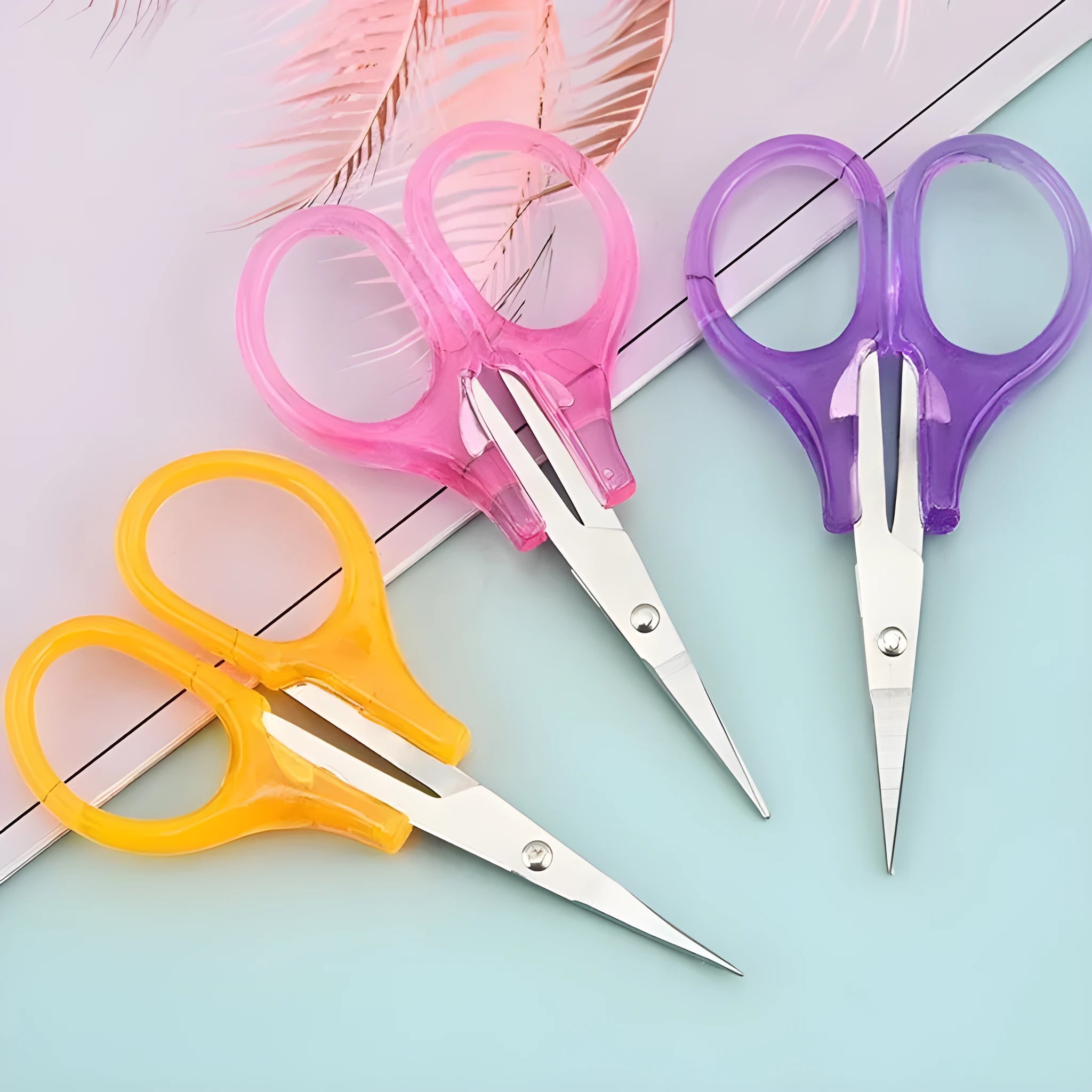Stainless steel paper scissors 6 inch length with 4.5 cm blade in assorted colours