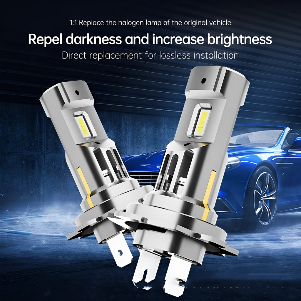 Straight plug H1 car bulb with aluminium housing and 6000K high brightness spotlight output