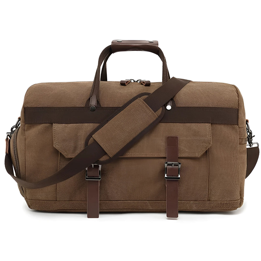 Canvas crossbody travel bag in retro style with 36-55L capacity