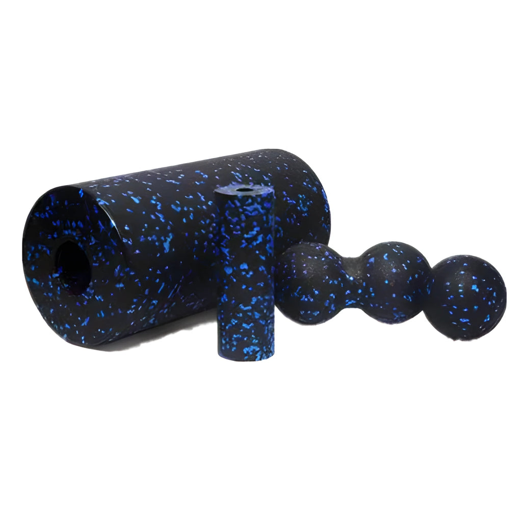 Yoga column peanut ball EPP foam shaft half foam roller set in black and blue for physical therapy