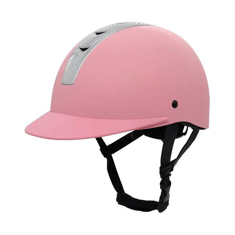 Super light equestrian riding helmet in bright black colour with ABS EPS construction