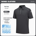 Light luxury polo shirt in quick-dry fabric showing slit design detail and solid colour options