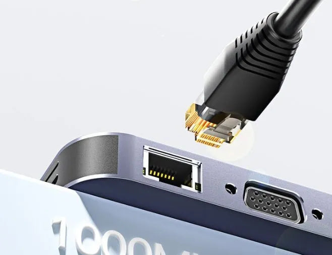 11-in-1 USB-C expansion dock with Gigabit Ethernet port, HDMI, USB ports, and card readers