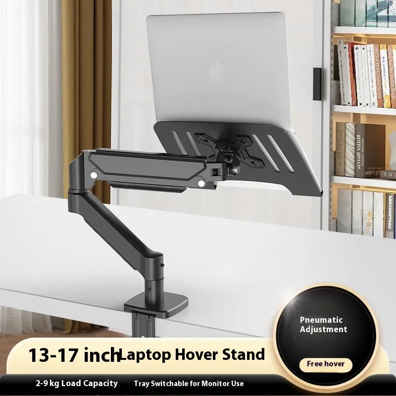 Aluminium alloy laptop support bracket with suspended cooling design and height adjustment 440x330mm on a desktop