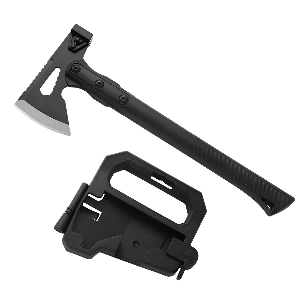 Outdoor stainless steel survival axe with ABS handle measuring 40cm