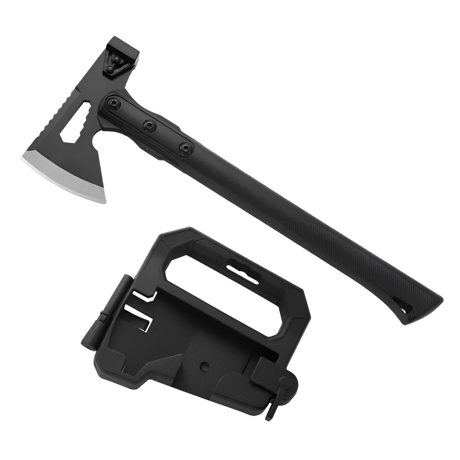Outdoor stainless steel survival axe with ABS handle measuring 40cm