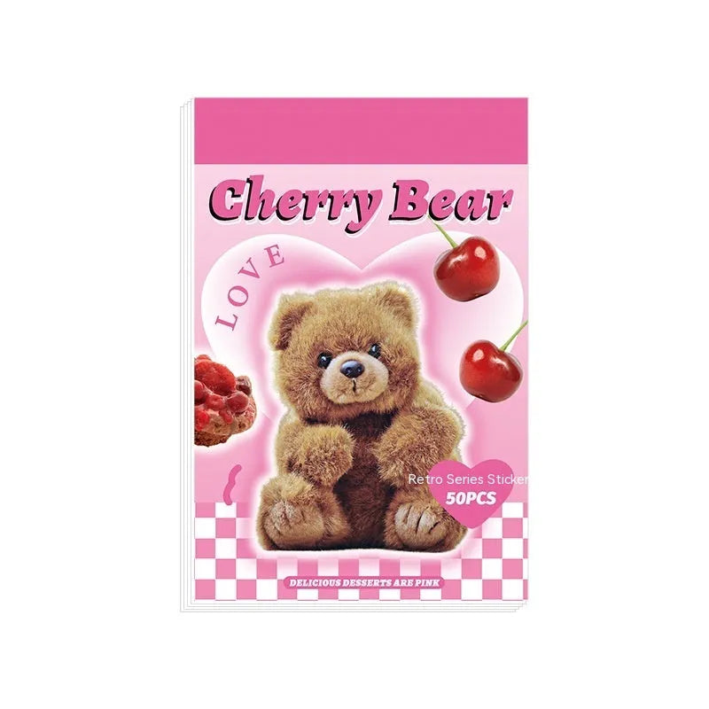Pack of 50 sheet cartoon sticker book in six colours for journal decoration, each sheet 4x6cm.