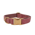 Red corduroy dog collar and leash set with matching vest, poop bag, and decorative bow for small to XL dogs