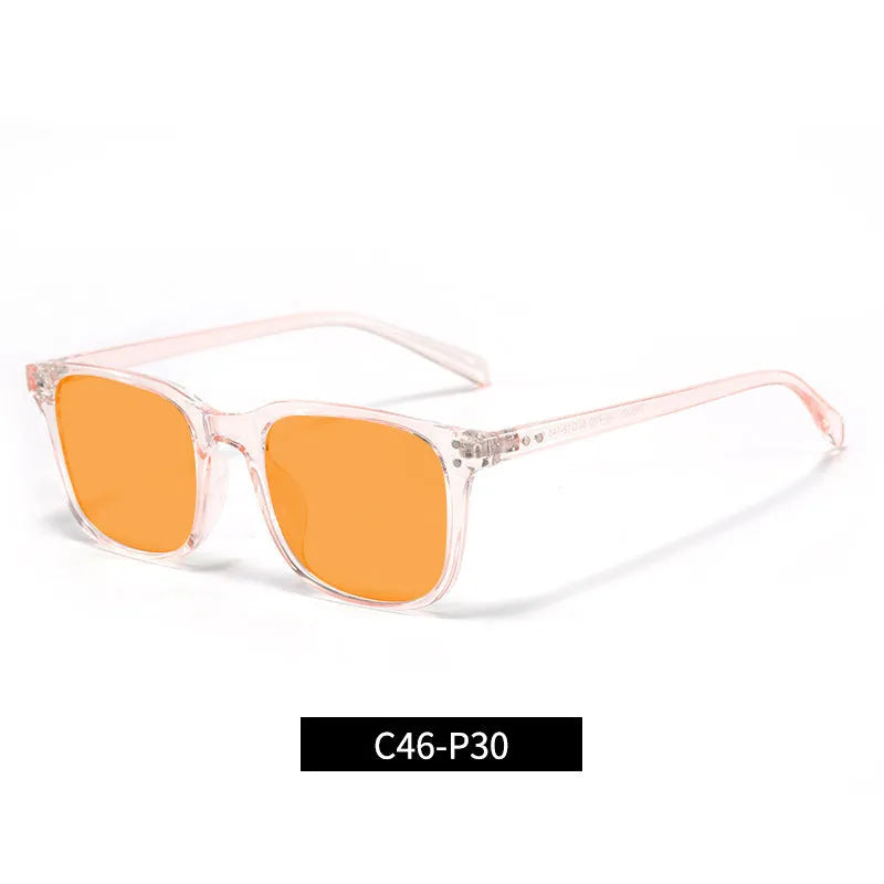 Orange tinted anti-blue light and UV protection glasses with a TR90 frame shown in one of the available colour options.