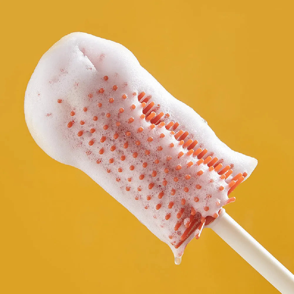 Multifunctional cleaning brush set with base for bottles, pacifiers, and straws in four colours