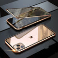 Geometric patterned glass anti-spy clamshell case for iPhone in multiple colours.