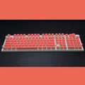 PBT pudding keycap set with translucent sides showing RGB lighting through 108 keys including UK ISO layout