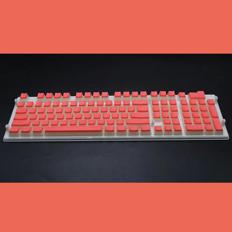 PBT pudding keycap set with translucent sides showing RGB lighting through 108 keys including UK ISO layout