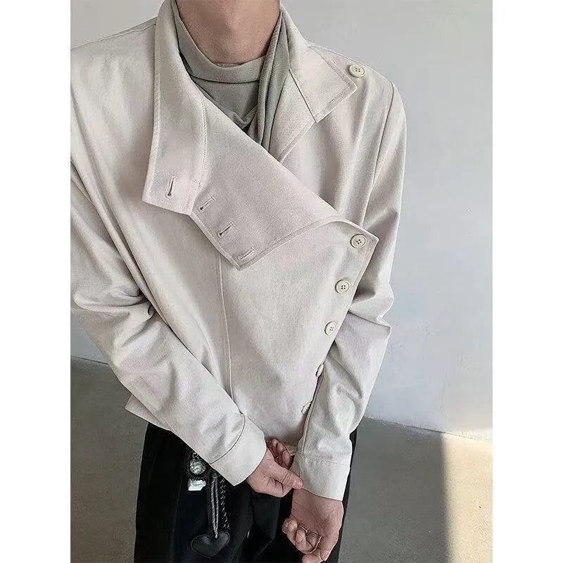 Solid colour minimalist casual jacket for men in black, front view, cotton blend, regular fit