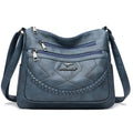 Soft PU leather women's shoulder bag in horizontal square shape with large capacity.