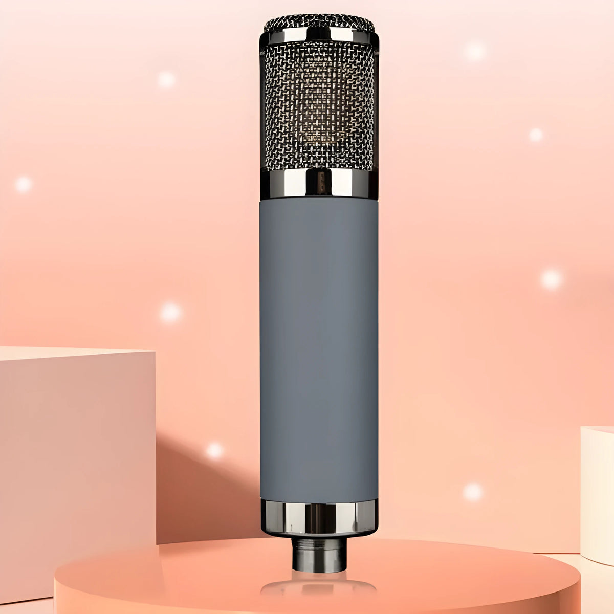 34mm gold diaphragm 48V condenser microphone with shockproof rack, Cannon cable, and aluminium box