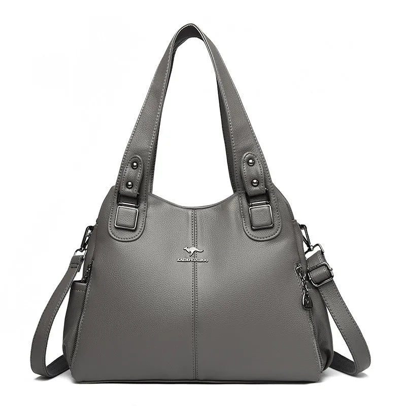 Women's PU crossbody shoulder bag, horizontal square, soft, large capacity, zip pocket, six colours