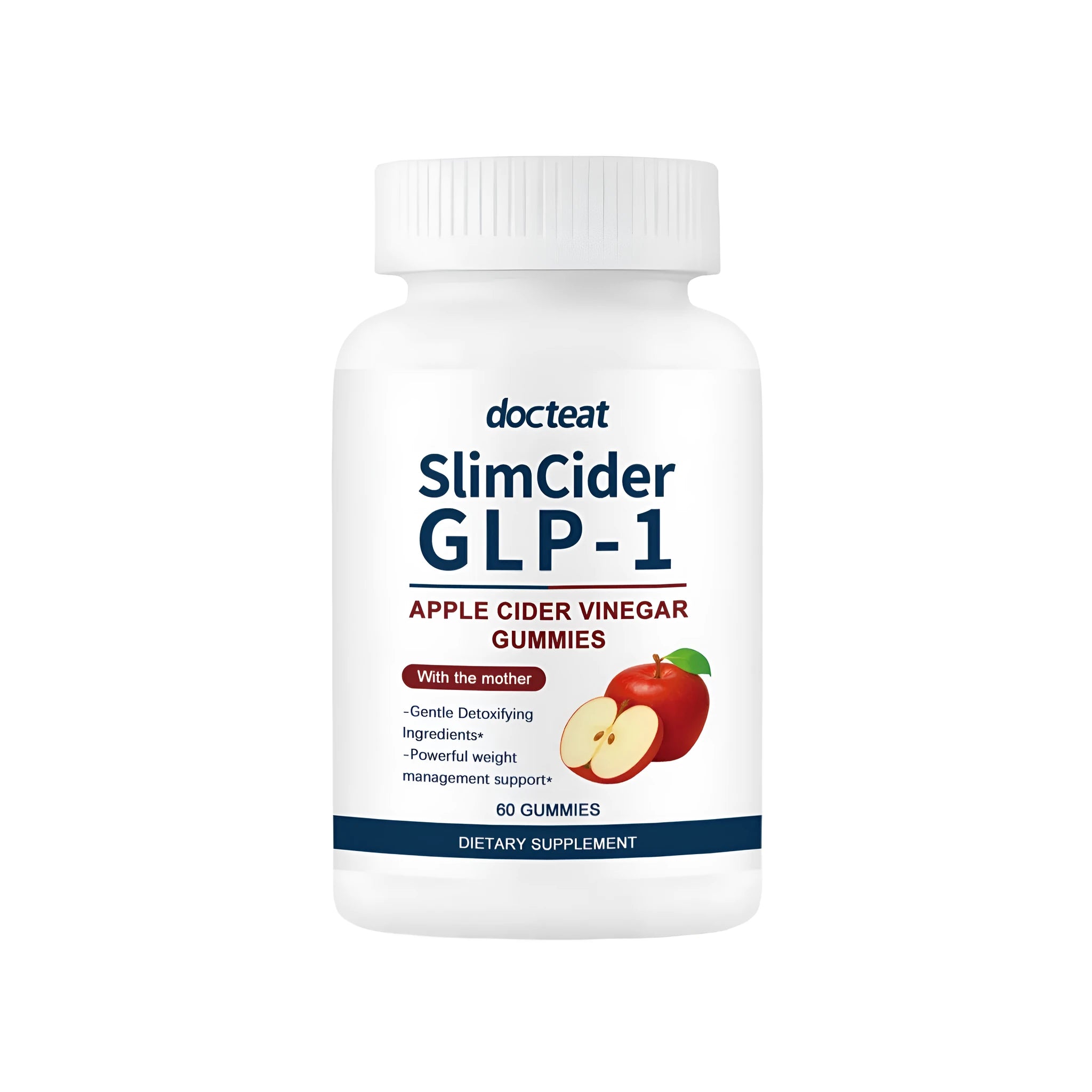 Bottle of 60 apple cider vinegar gummies with GLP-1 support for digestion and blood sugar management