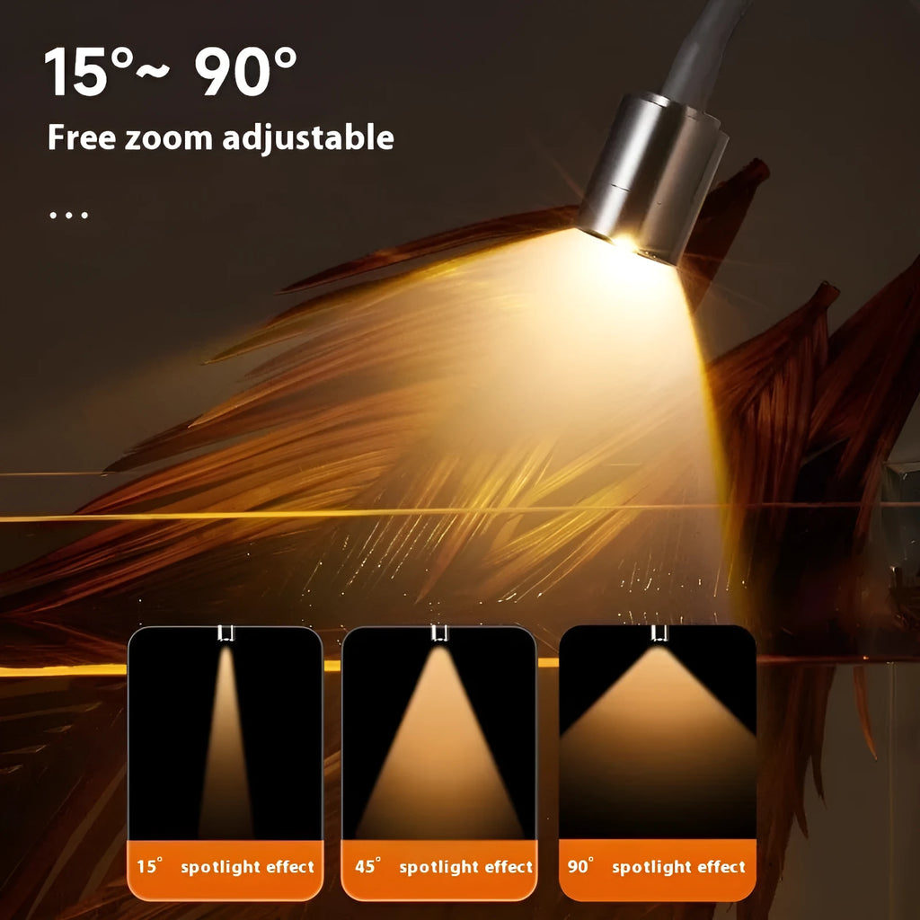 Mini LED aquarium light for 15-40cm fish tanks with clip or base mounting options