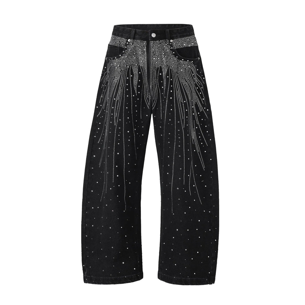 Blue loose-fitting wide-leg cotton trousers for teenagers with European sizing
