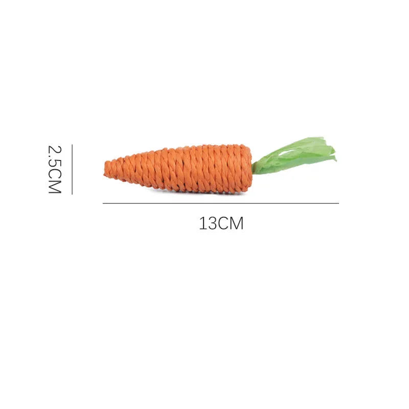 Set of interactive cat toys including carrot bites, paper toys with ringing stones, cat sticks, and tooth grinding sticks
