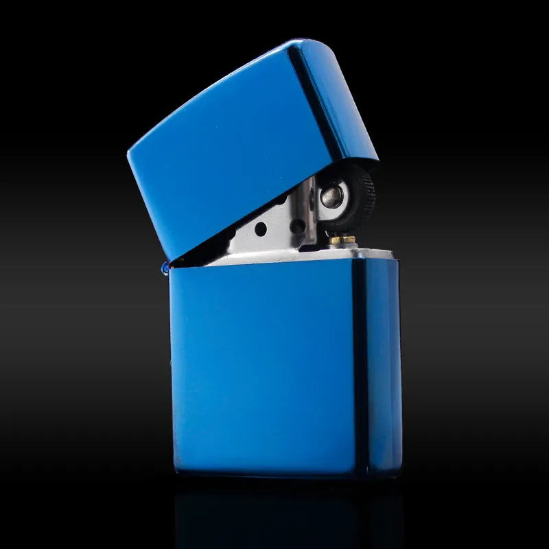 Bright chrome plate windproof metal kerosene lighter with modern simple design