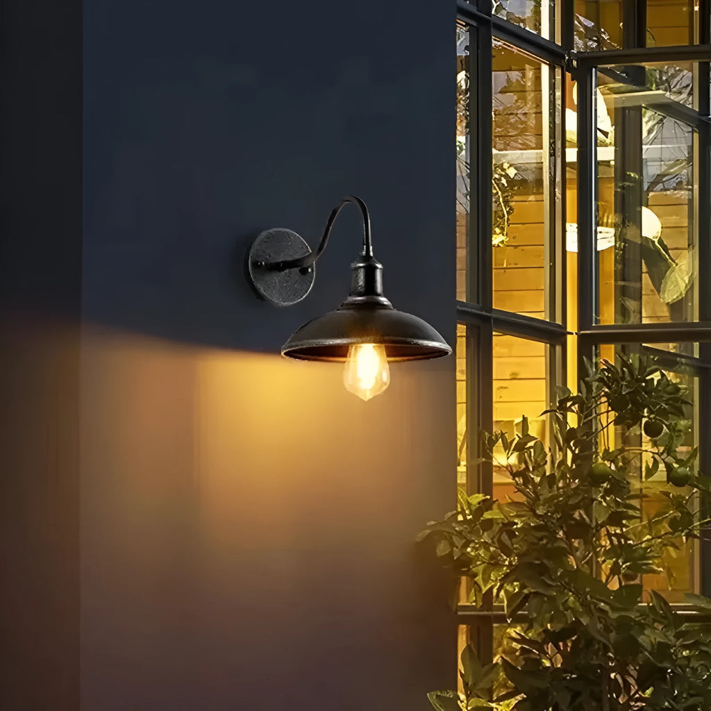 Retro style villa courtyard wall lamp in silver or copper finish with bevel or right angle mounting