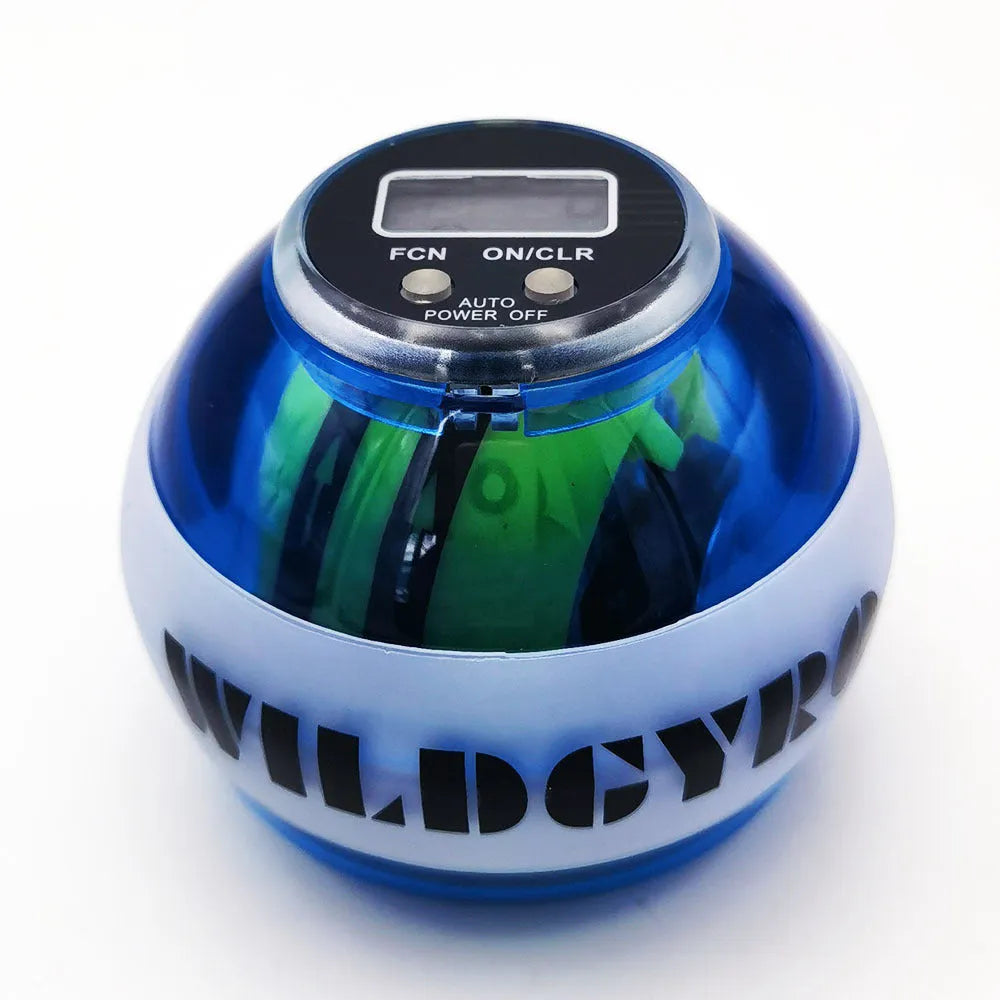 Self-starting luminous count wrist strength ball with ferroalloy core in black colour on white background