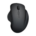 Grey and black self-charging wireless laptop mouse with USB cable on white background