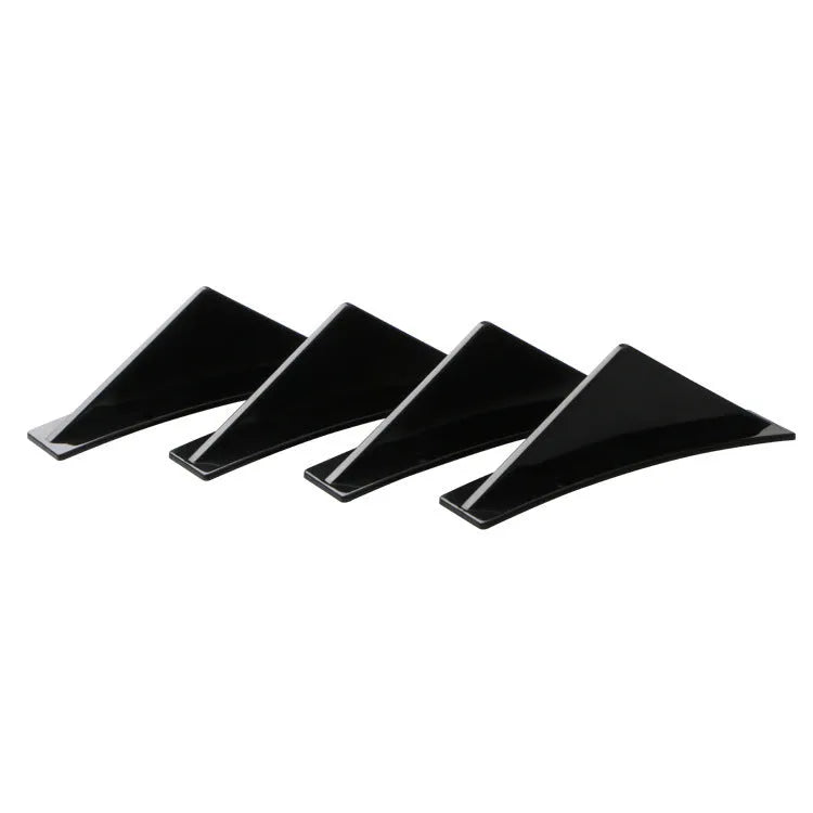 Four triangle car spoilers in bright black or carbon fibre finish, 150mm length