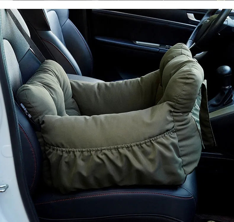 Green cloth pet car bed safety seat for dogs cats S and L sizes