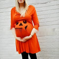 Orange cotton maternity dress for Halloween and autumn pregnancy wear