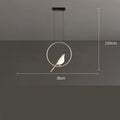 Modern minimalist magpie bird silhouette chandelier light fitting with a long drop.