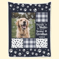 White super soft flannel dog blanket laid flat, showing its texture and size options.