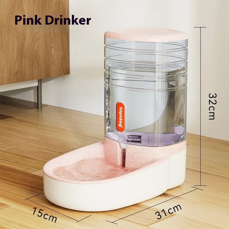 Automatic pet drinker with 3.8L capacity in blue, green, grey, or pink colours for dogs and cats
